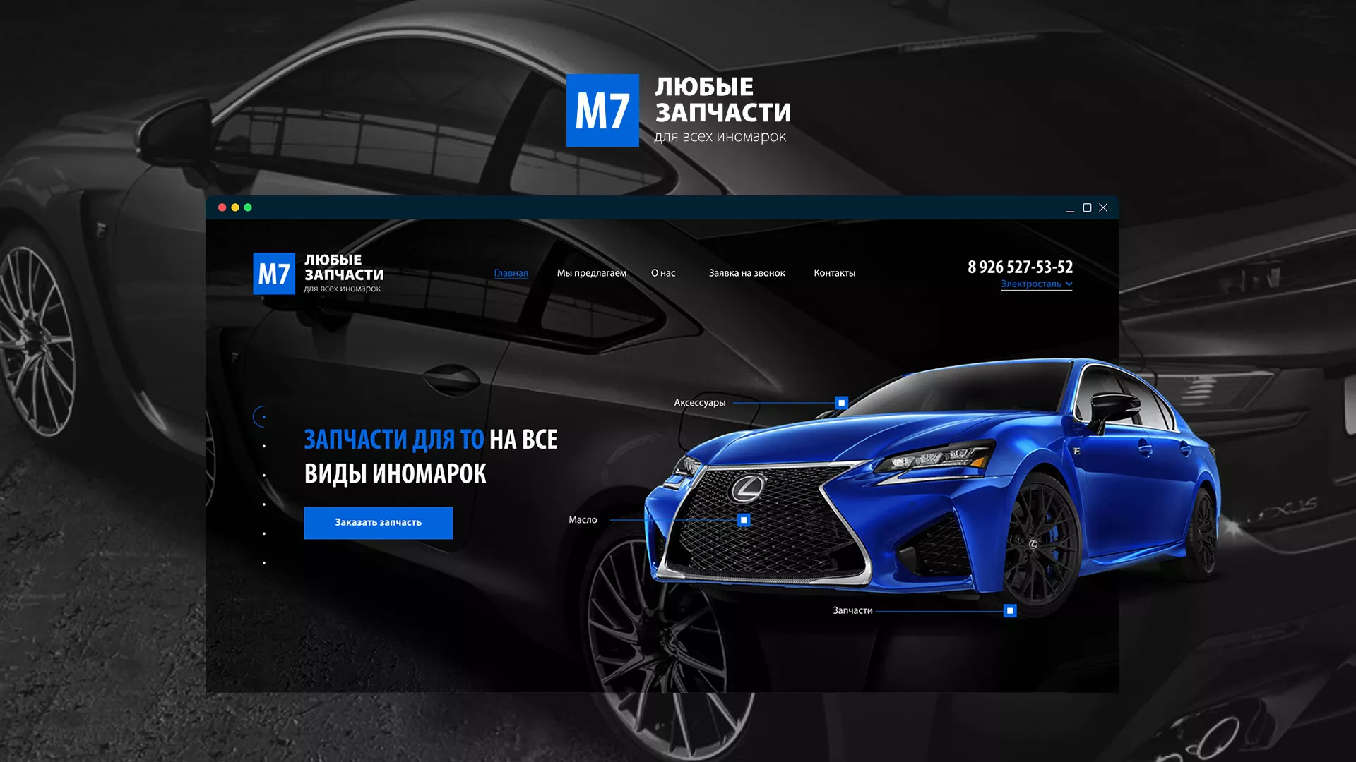 Разработка сайта магазина автозапчастей «М7» в Симе